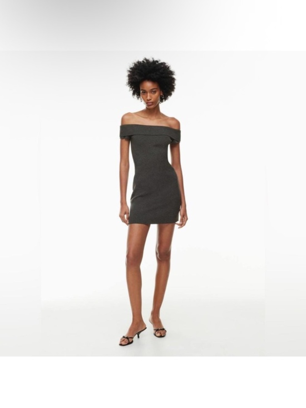 ARITZIA | Sunday Best Firebird Off The Shoulder Ribbed Trim Mini Dress Gray 2XS